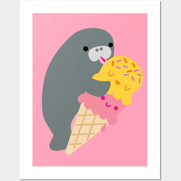 Double-Scoop Manatee Wall Art by BoredInc